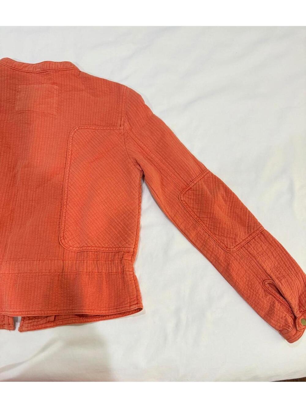Anthropologie Coral Orange Joyce Quilted Textured Moto Full Zip Jacket- Size XS - Picture 3 of 9